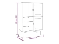 Aparador OTTA madera maciza pino marrón y blanco 85x43x125 cm
