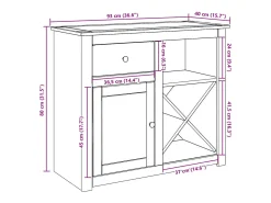 Aparador Panamá con cajón 93x40x80 cm madera maciza de pino