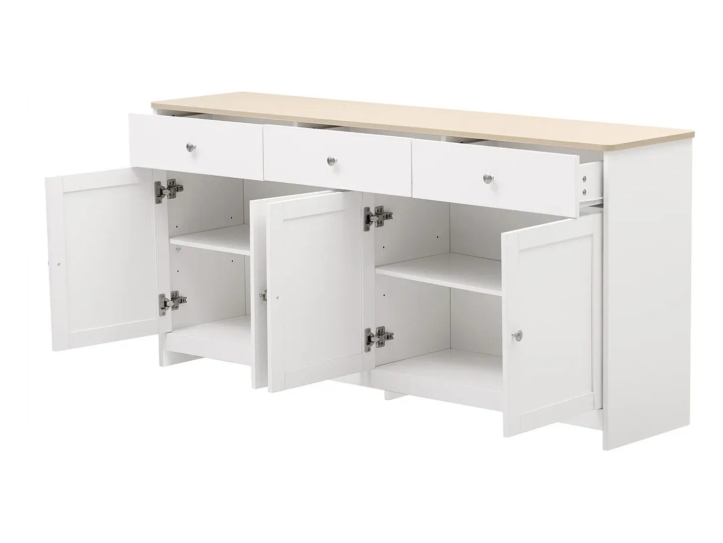 Aparador para salón - 4 puertas y 3 cajones - tablero de partículas - Blanco