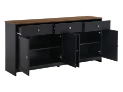 Aparador para salón - 4 puertas y 3 cajones - tableros de partículas - Gris negro