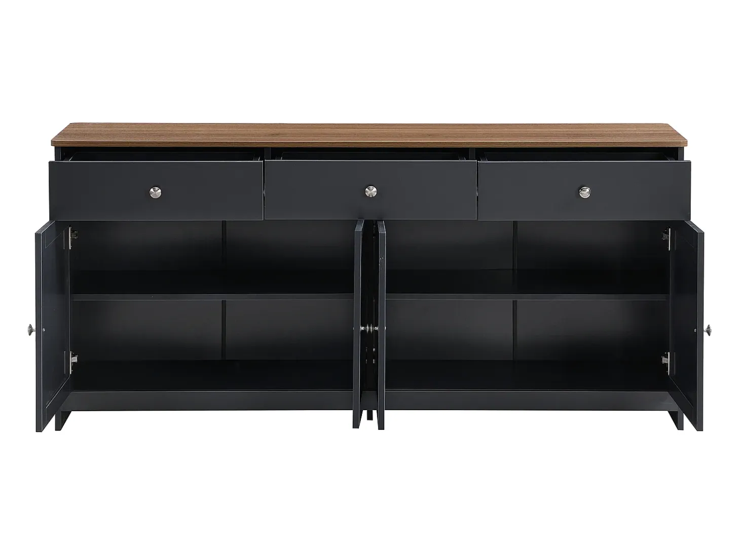 Aparador para salón - 4 puertas y 3 cajones - tableros de partículas - Gris negro