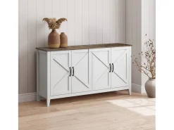 Aparador para Salón comedor en Color Blanco y Roble Rustic 140x40x80cm Olivia