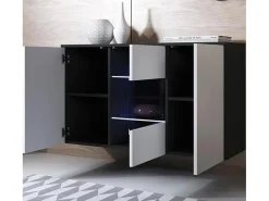 Aparador para Salón comedor en Negro y Blanco con LED 120x40x70cm Luke A2