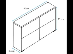 Aparador para Salón comedor en Blanco y Sonoma 90x34x68cm Zoel