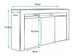 Aparador para Salón comedor en Blanco y Sonoma con LED 155x37x91,5cm Aker