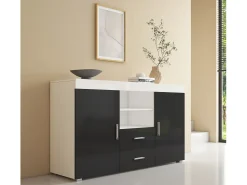 Aparador para Salón comedor en Blanco y Negro 140x40x80cm Roque