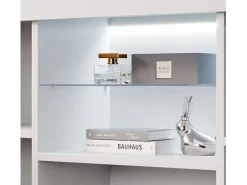 Aparador para Salón comedor en Blanco y Negro con LED 135x34x73cm Sefora