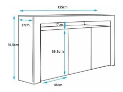 Aparador para Salón comedor en Blanco con LED 155x37x91,5cm Aker