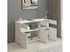 Aparador Potenza con 3 puertas blanco brillo 130x40x81 cm