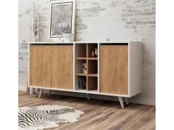 Aparador Prava color roble Blanco 140x40x86 cm