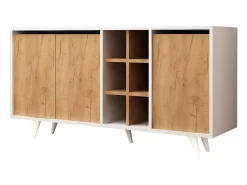 Aparador Prava color roble Blanco 140x40x86 cm