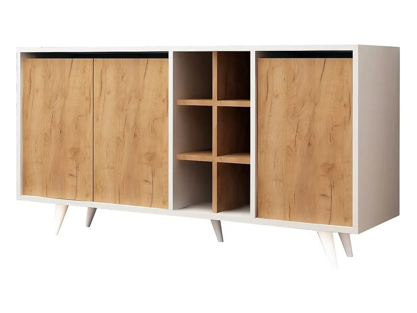 Aparador Prava color roble Blanco 140x40x86 cm