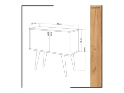 Aparador Rebecca color roble Blanco 80x40x80 cm