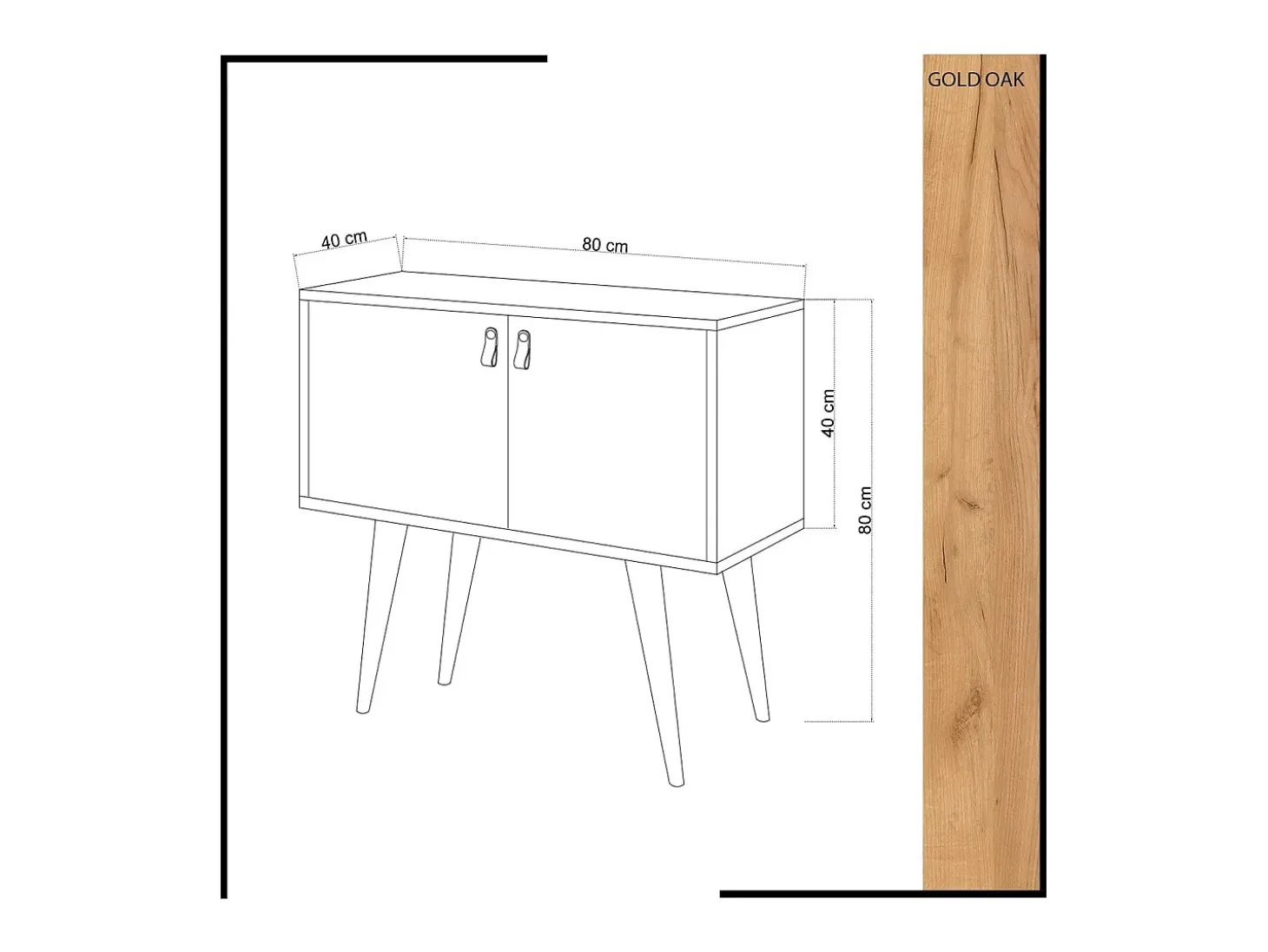 Aparador Rebecca color roble Blanco 80x40x80 cm