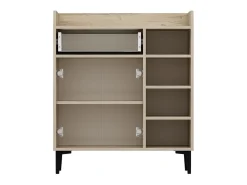 Aparador Reyna armario + cajón + 4 compartimentos natural/blanco 105x90x40 cm