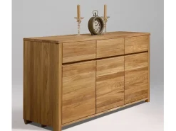 Aparador roble macizo 3 puertas 3 cajones Eliza 146 cm