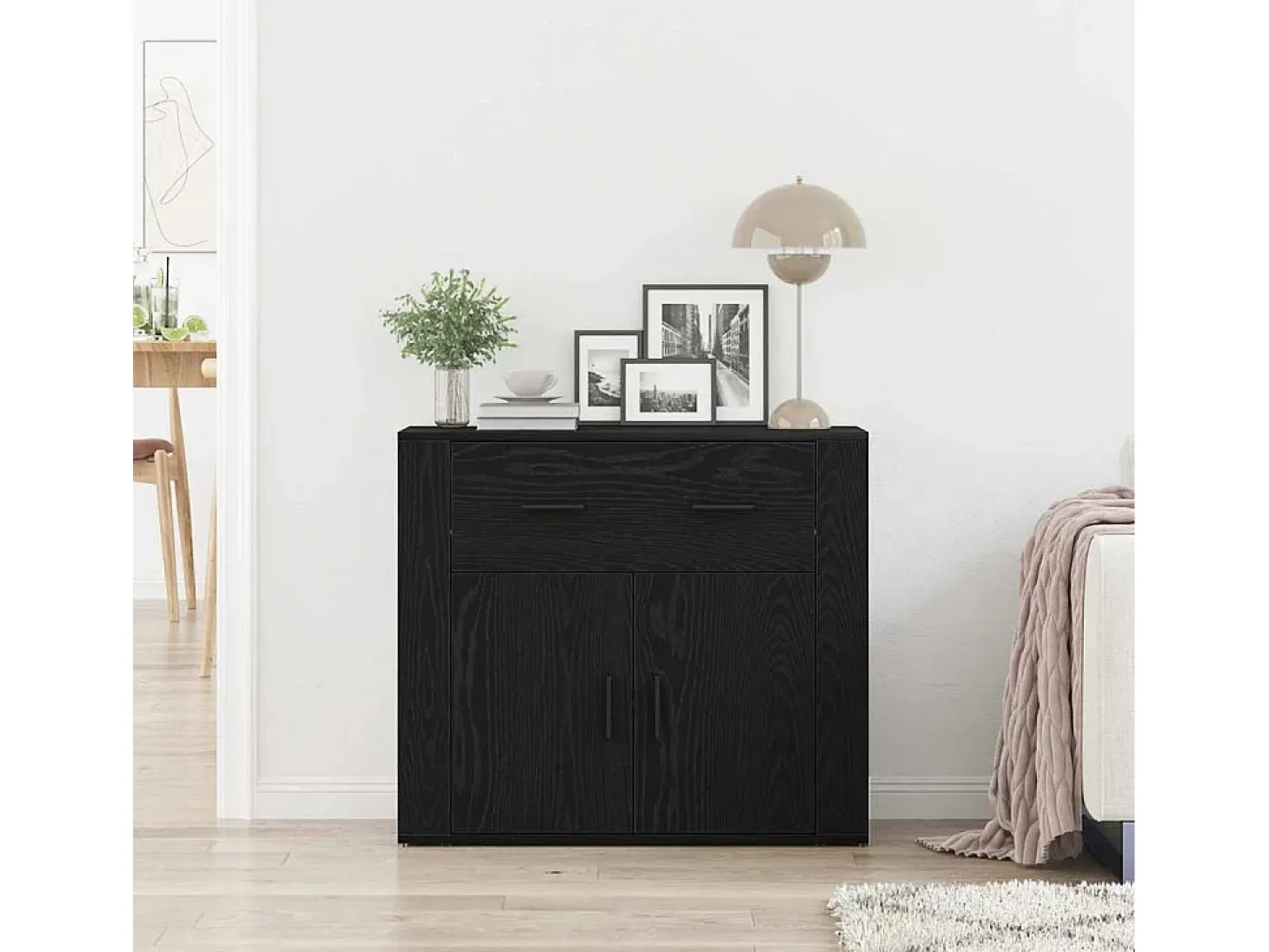 Aparador Roble Negro 80 x 33 x 70 cm Madera contrachapada