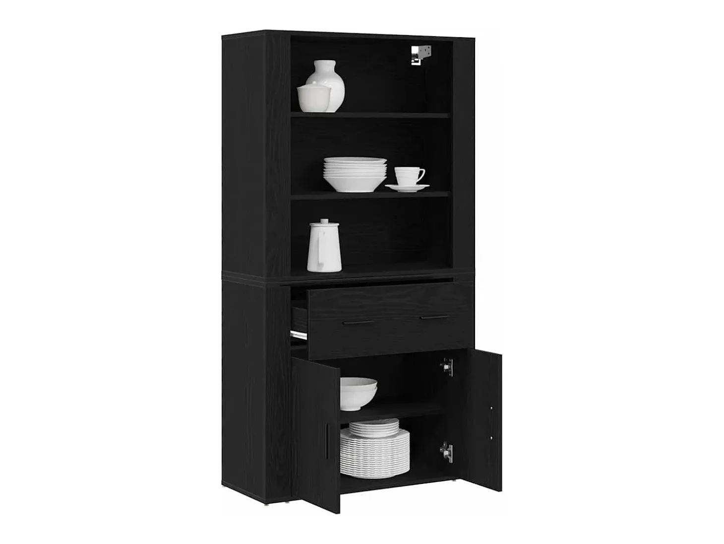 Aparador Roble negro 80 x 33 x 150 cm Madera contrachapada