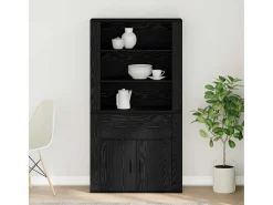 Aparador Roble negro 80 x 33 x 150 cm Madera contrachapada