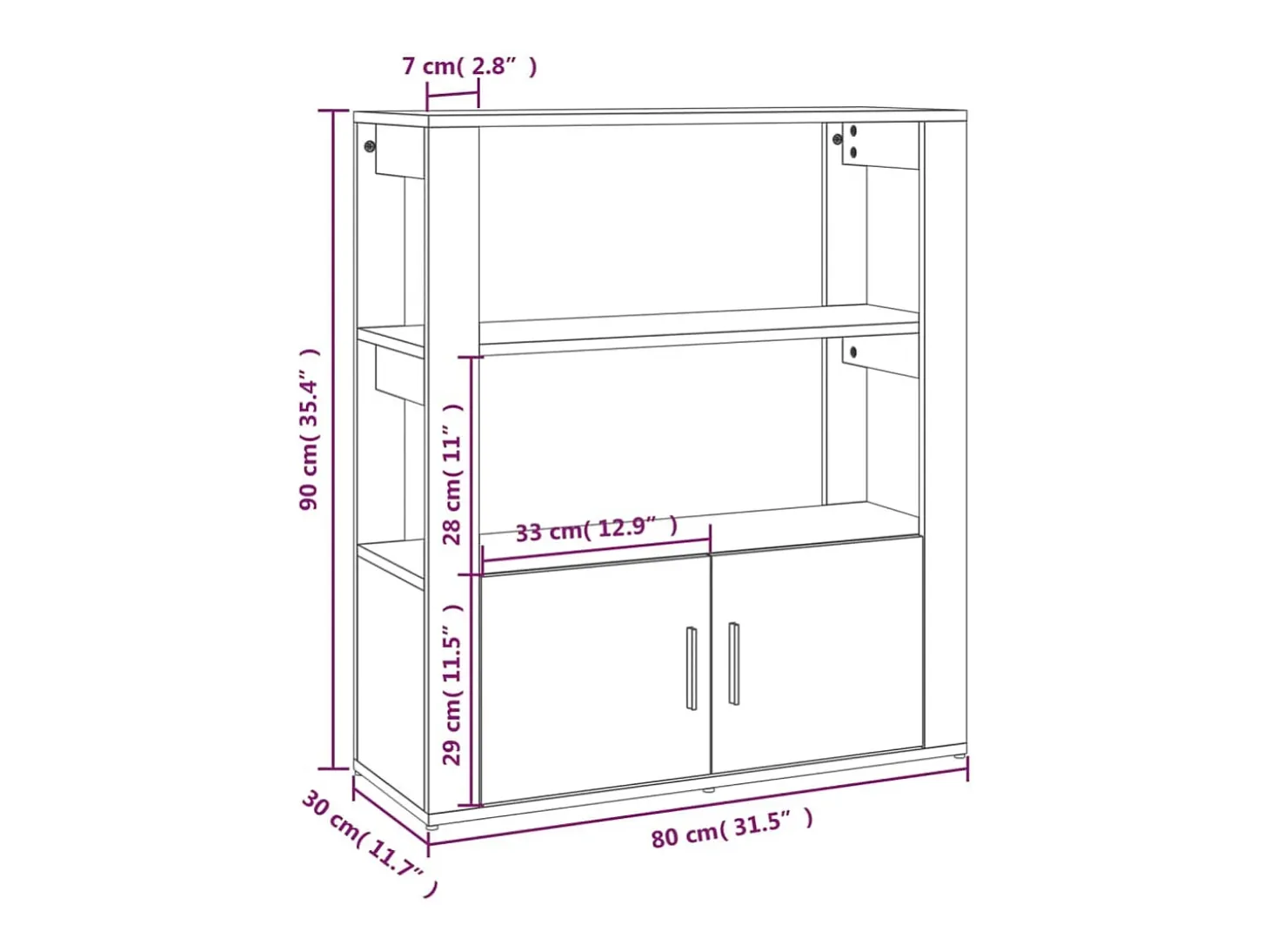 Aparador Roble Sonoma 80x30x90 cm Madera de ingeniería