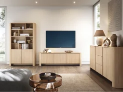 Aparador, Roble Vicenza, 103 x 39 x 132 cm | Mueble moderno con cantos redondeados