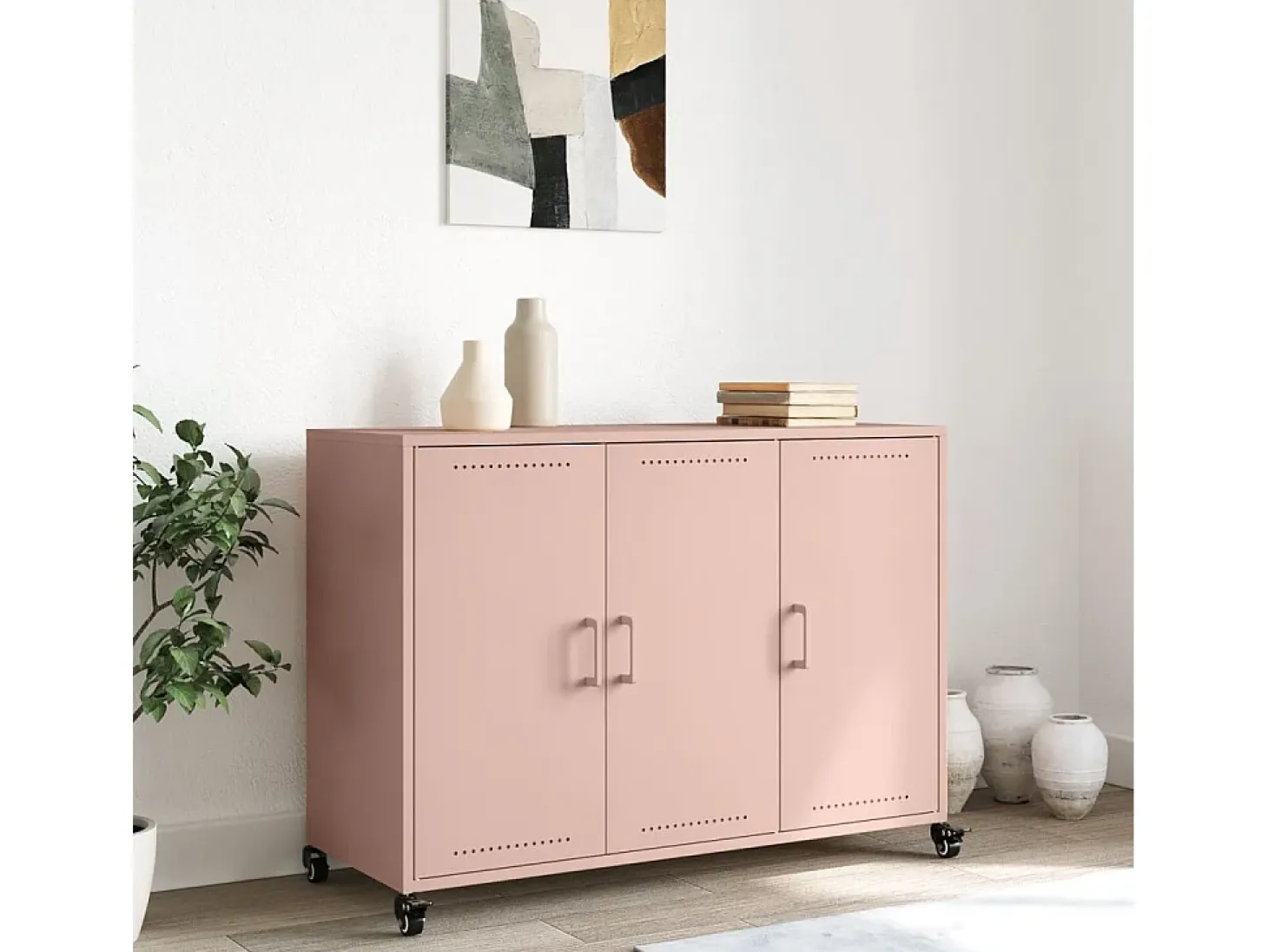 Aparador rosa 100,5x39x72 cm acero