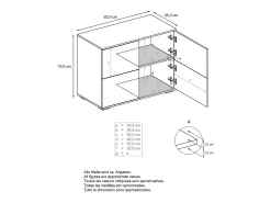 Aparador Rova V3 – Armario de cocina moderno con 4 puertas Push-to-Open antracita mate / crema de alto brillo (92,5 x 84.5 x 35)