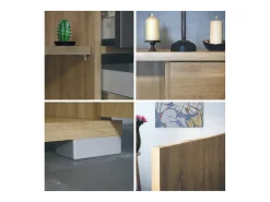 Aparador Rova V2 – Mueble con 4 Puertas y 4 Cajones, Roble Evoke/antracita mate (166,5 x 75,5 x 35)