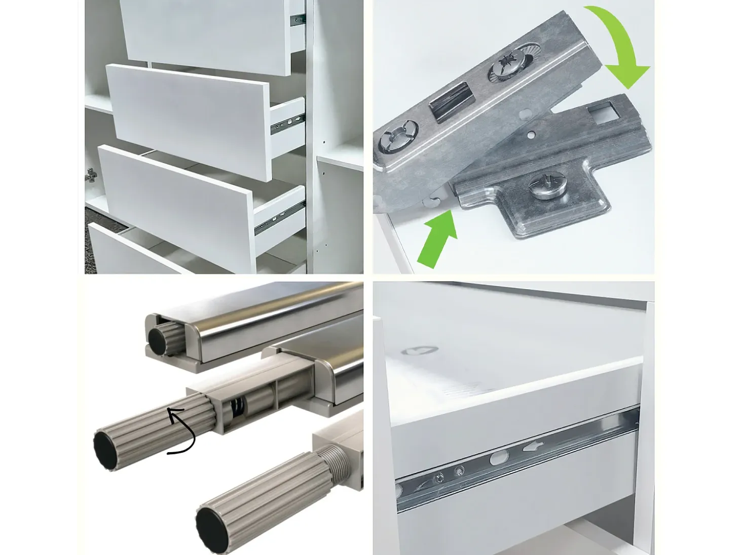 Aparador Rova V2 – Mueble con 4 Puertas y 4 Cajones, blanco mate/antracita mate (166,5 x 75,5 x 35)