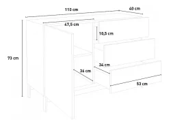 Aparador salón 110 cm con puerta y 3 cajones blanco brillante Metis Up Three