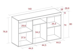 Aparador salón Comedor despacho Color Roble/Negro 3 Puertas 1 Hueco 81x140x40cm
