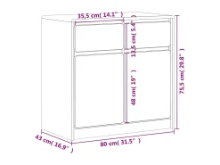 Aparador SAUDA roble 80x43x75,5 cm madera maciza de pino
