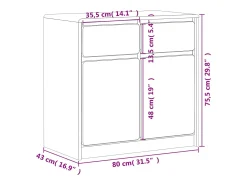 Aparador SAUDA roble 80x43x75,5 cm madera maciza de pino