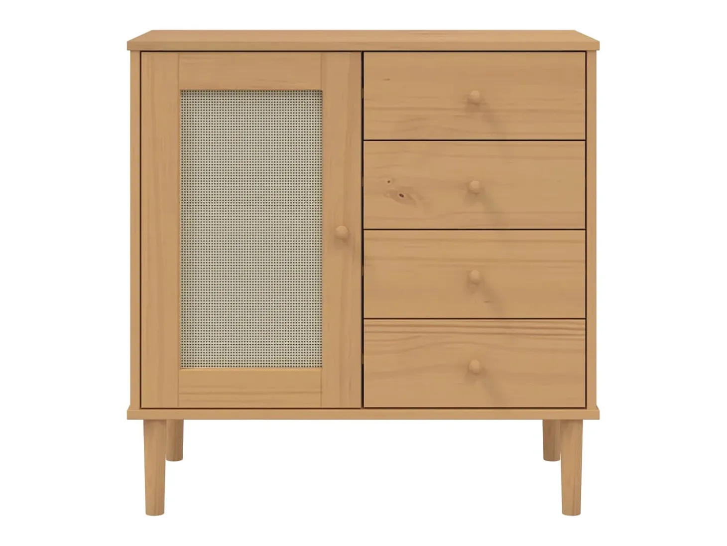 Aparador SENJA aspecto de ratán madera pino marrón 80x40x80 cm