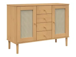 Aparador SENJA aspecto de ratán madera pino marrón 112x40x80 cm