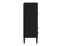 Aparador SENJA en imitación ratán negro 90x40x112cm madera maciza de pino