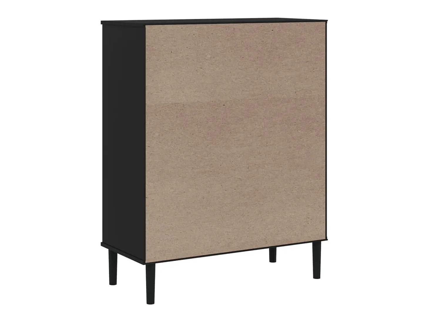 Aparador SENJA en imitación ratán negro 90x40x112cm madera maciza de pino