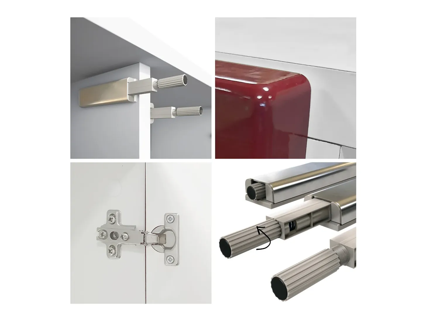 Aparador Skadu V3, Armario de Cocina Moderno con 2 Puertas Grandes blanco mate / burdeos de alto brillo (92,5 x 84.5 x 35)