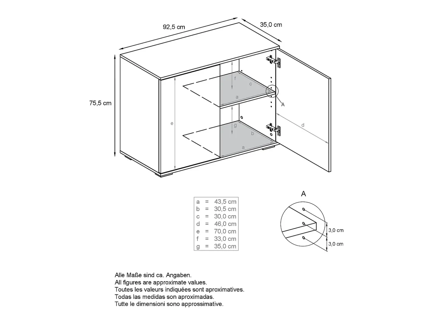 Aparador Skadu V3, Armario de Cocina Moderno con 2 Puertas Grandes blanco mate / burdeos de alto brillo (92,5 x 84.5 x 35)