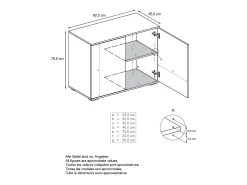 Aparador Skadu V3, Armario de Cocina Moderno con 2 Puertas Grandes antracita mate / burdeos de alto brillo (92,5 x 75.5 x 35)