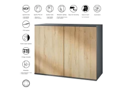 Aparador Skadu V3, Armario de Cocina Moderno con 2 Puertas Grandes antracita mate / crema de alto brillo (92,5 x 73.5 x 35)