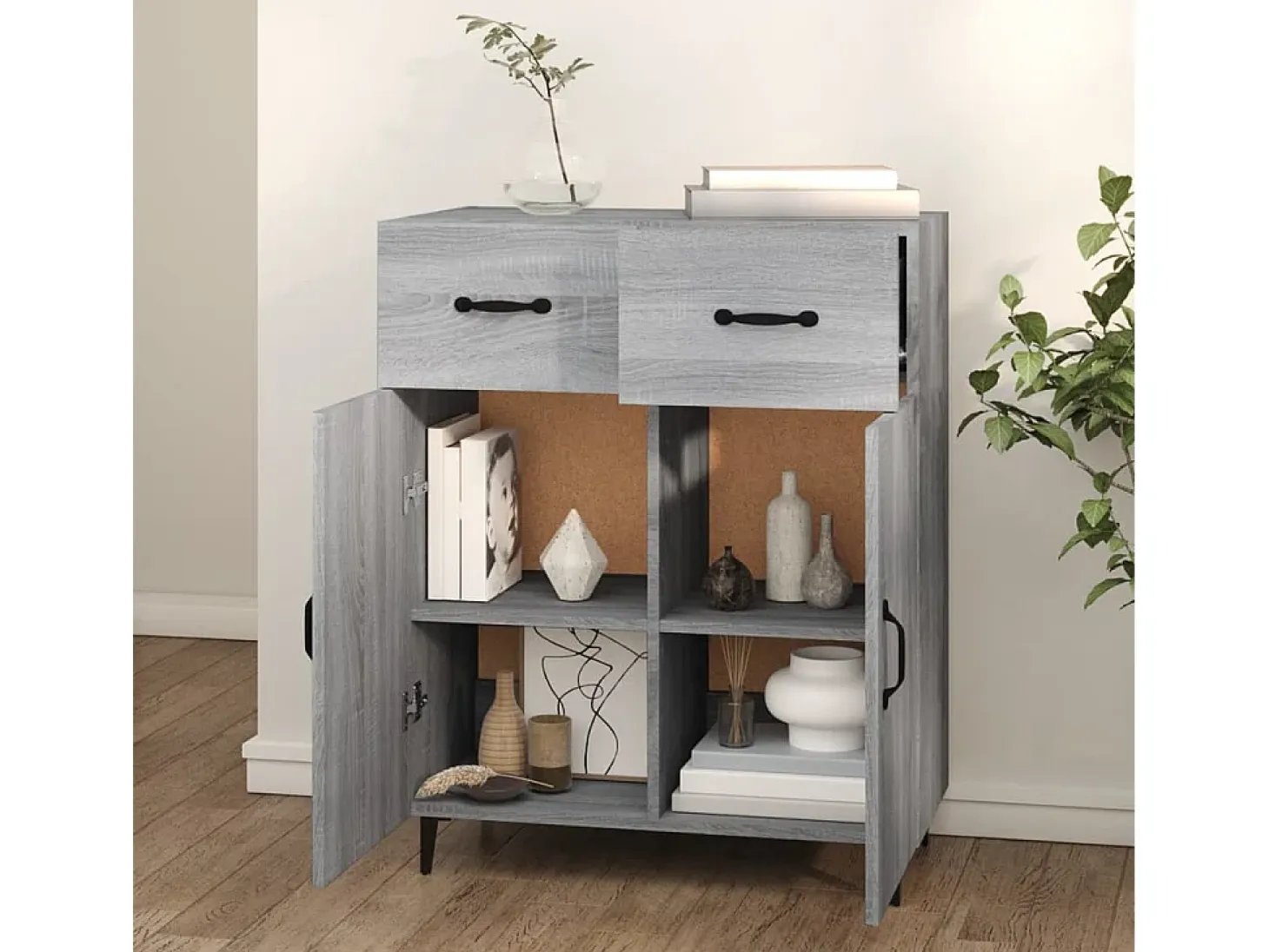 Aparador Sonoma gris 69,5x34x90 cm madera de ingeniería