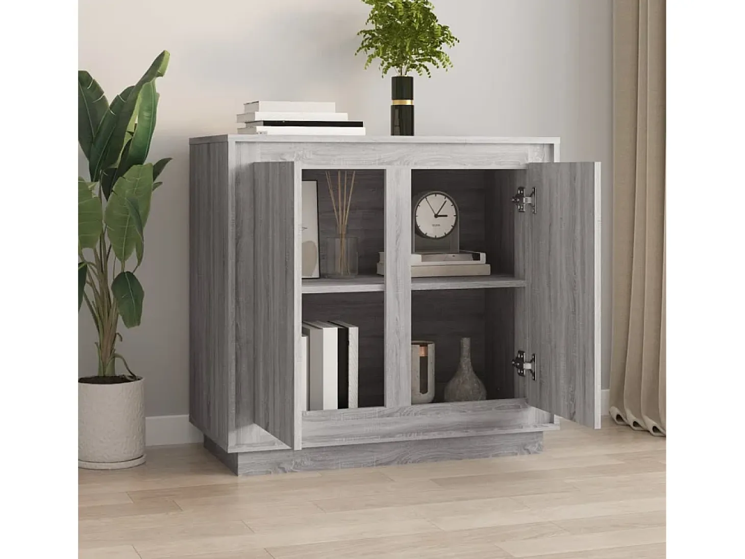 Aparador Sonoma gris 80x34x75 cm madera de ingeniería