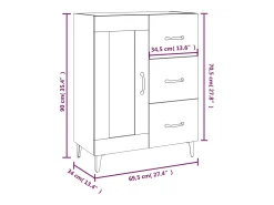 Aparador Sonoma gris 69,5x34x90 cm madera de ingeniería