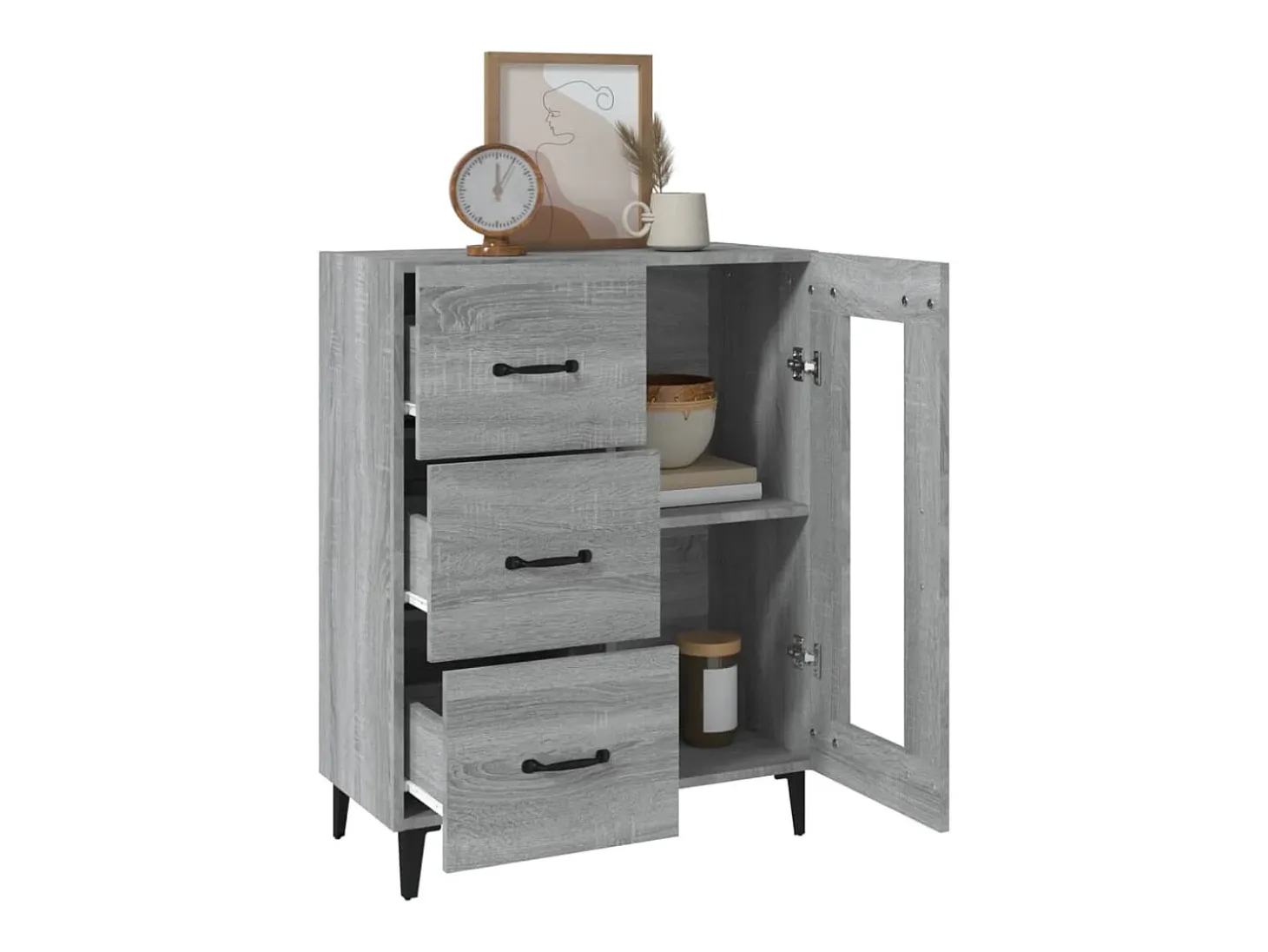 Aparador Sonoma gris 69,5x34x90 cm madera de ingeniería