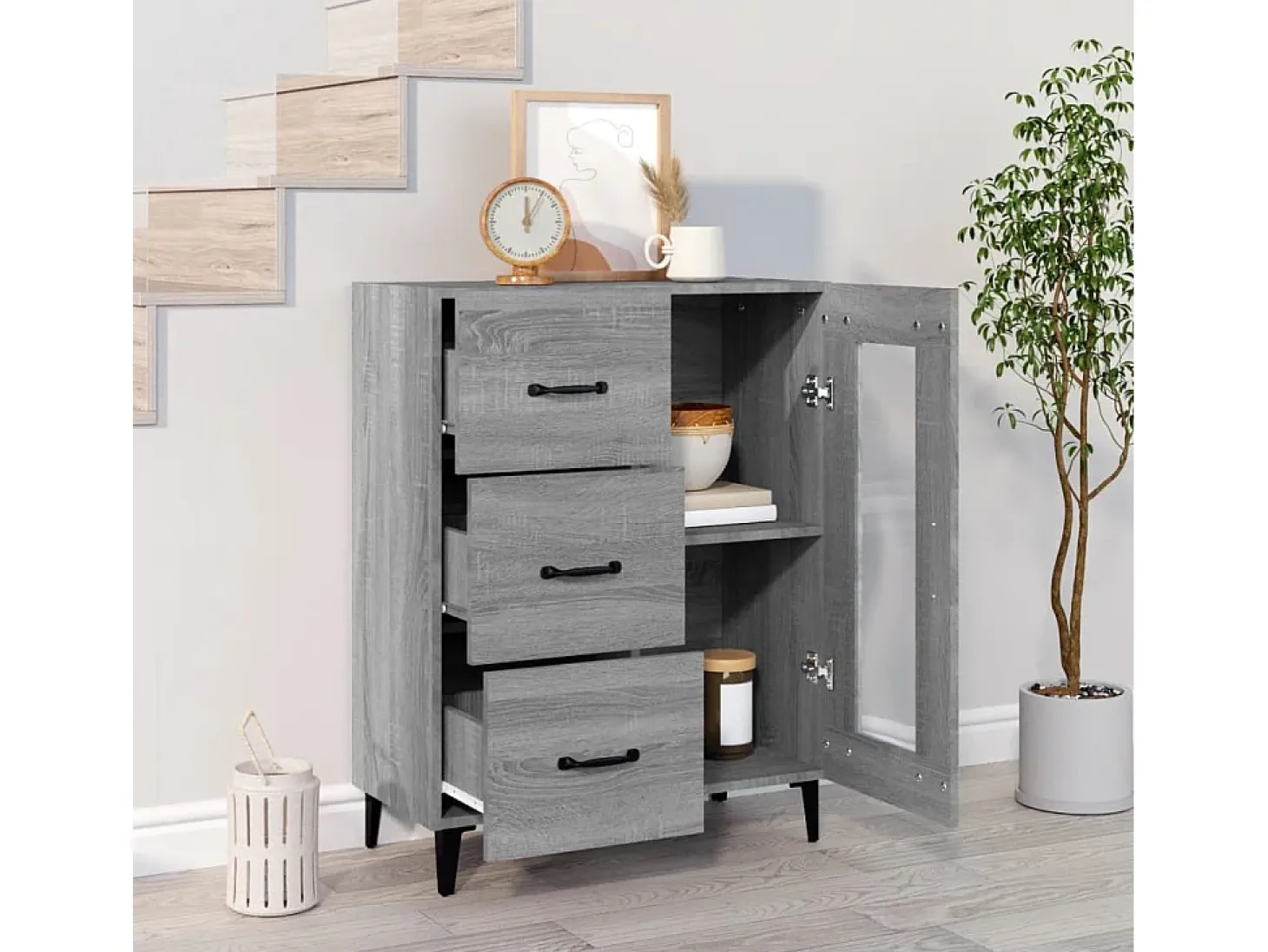 Aparador Sonoma gris 69,5x34x90 cm madera de ingeniería