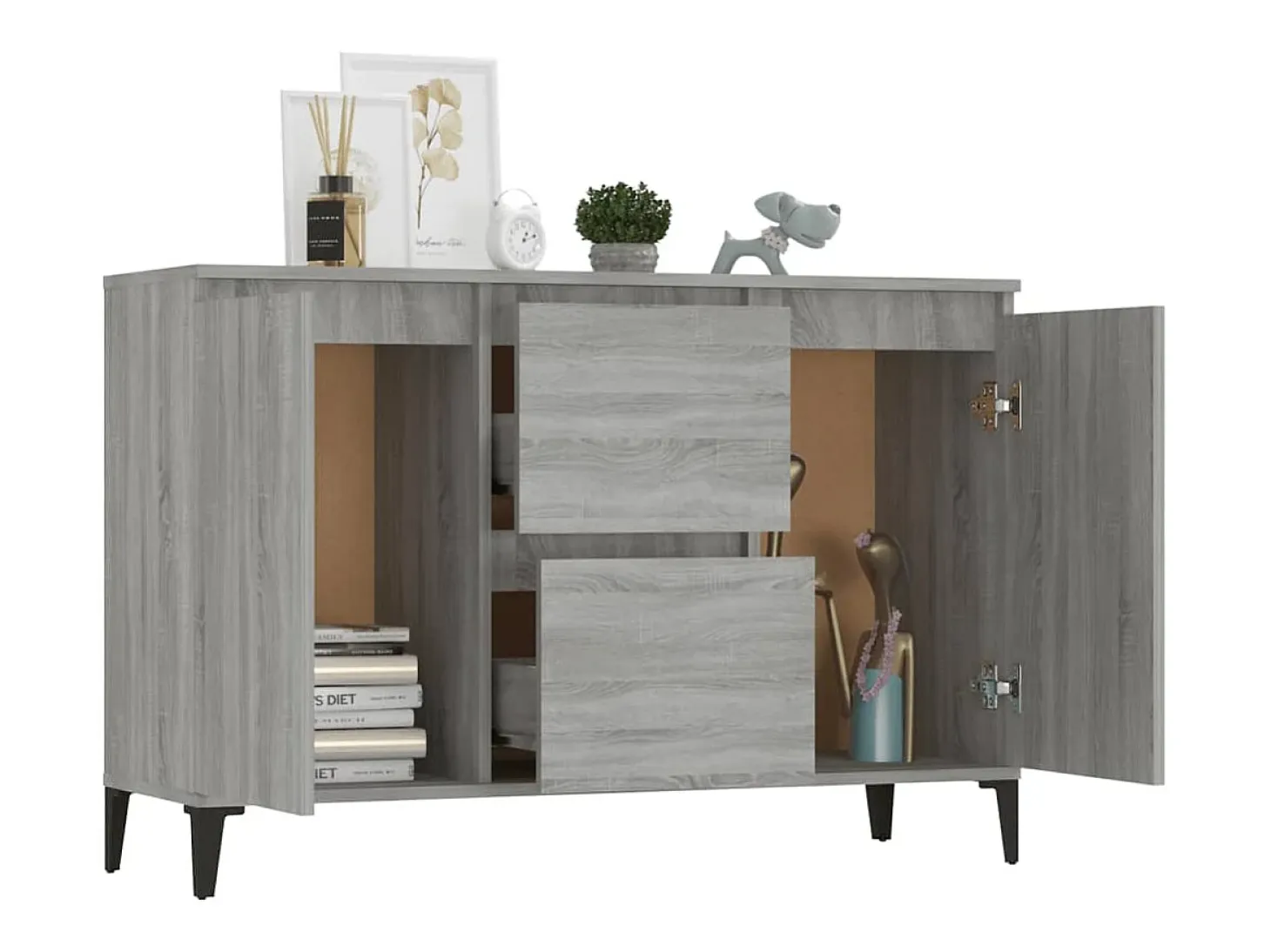 Aparador Sonoma gris 104x35x70 cm Madera de ingeniería