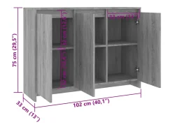 Aparador Sonoma Gris 102x33x75 cm Madera de Ingeniería