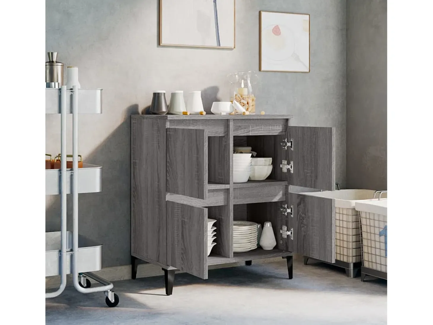 Aparador Sonoma gris 60x35x70 cm Madera de ingeniería