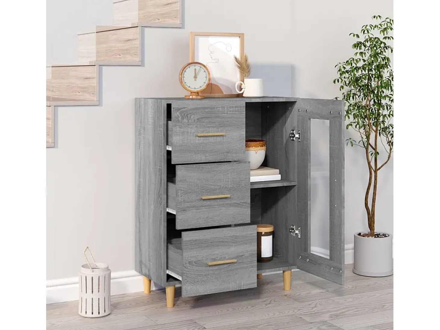 Aparador Sonoma gris 69,5x34x90 cm madera de ingeniería